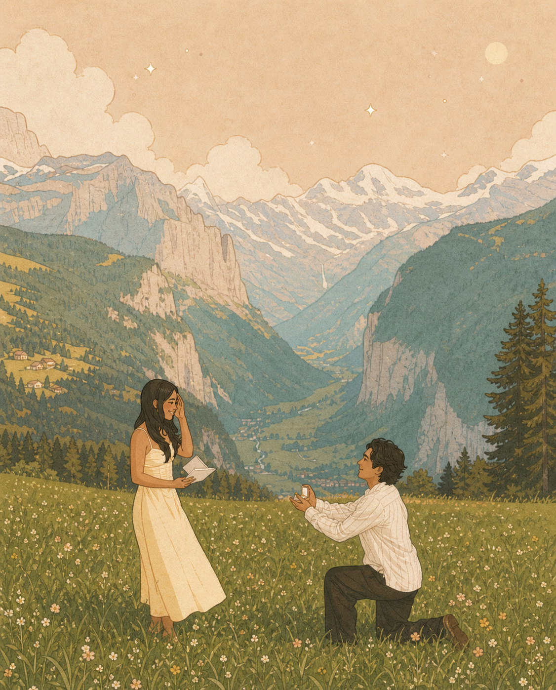 Cecile and Sonny's proposal in the Alps